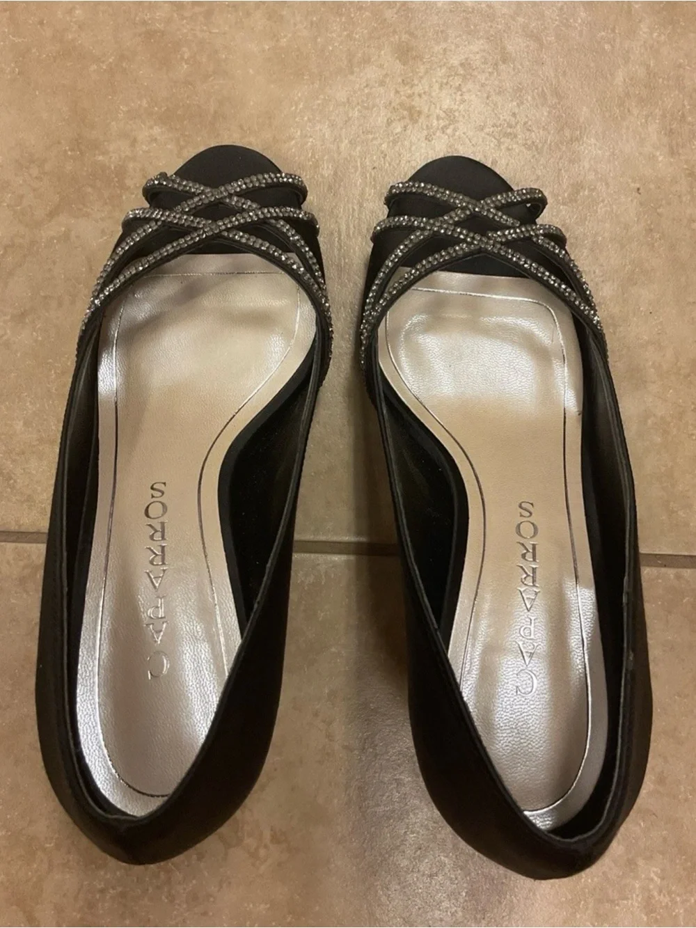 Caparros Black sandals with Crystal-Embellished Crisscross Straps